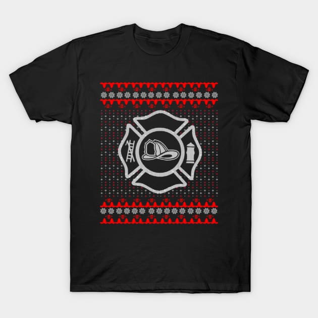 Fireman Ugly Christmas Sweater Gift Firefighter T-Shirt by uglygiftideas